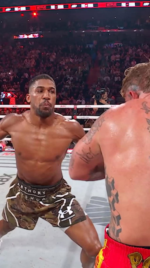 @anthonyjoshua KNOCKS @jakepaul OUT #jakejoshua