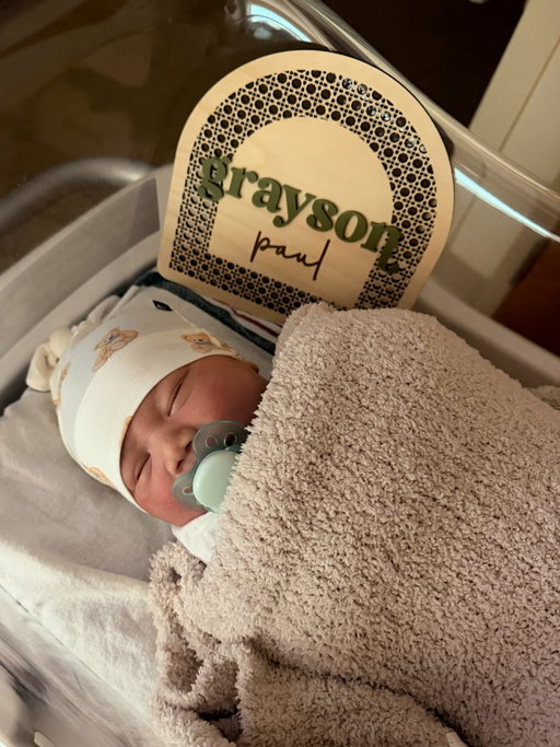 So in love with our little Grayson Paul Burrello ♥️ 9 lbs 5 oz.

After a smooth c-section we’ve been soaking in all of the scrunchie cuddles with baby boy. Took us a moment to share the news as we couldn’t decide until the last moment on how to spell his name 😆🤭