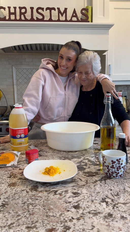 Back in the kitchen making Greek Christmas cookies with Yiayia Maria 🤍🇬🇷

Part 1: Melomakarona 

Recipe:

1. 2 cups vegetable oil
2. 1/4 cup olive oil (optional)
3. 1 shaved orange peel (whole orange)
4. 1/2 cup sugar
5. 1 tablespoon vanilla extract
6. 1/2 cup cognac
7. 1/2 tbsp ground cloves
8. 1 tbsp ground cinnamon
9. 1/2 cup orange juice 
10. 1 tbsp baking soda
11. 4 cups flour
12. 1-2 cups roasted walnuts (this is also optional)

Syrup Recipe:
1. 3 cups sugar 
2. 2 cups water 
3. 1 cup Honey
4. 1 lemon peel piece 
5. 1 orange peel piece 
6. 1 cinnamon branch/stick 

Step by Step: 
1. Mix all ingredients into a large bowl.
2. Mix orange juice with baking soda together over the large bowl so it doesn’t spill everywhere
3. Fold in flour with spoon until dough creates 
4. Use hands to mix dough until it’s no longer sticking to the side of the bowl 
5. Take a walnut size piece of dough and roll into a flat rounded rectangle shape (Idk if I described that right 😂)
6. Press end of four 4 times into cookie 
7. Bake for 25-30 min on 350f
8. Put syrup ingredients into pot, let it boil. Once it gets brought to a boil let it go for 5 minutes 
9. Remove lemon,orange,cinnamon from boiling syrup 
10. Lower to medium 
11. Put 4/5 cookies into syrup for about 45s-1minute ( turn them over half way and make sure to not over soak) 
12. Remove and place onto tray or plate 
13. Sprinkle walnuts onto cookie 
14. Cool & serve!

Enjoy & Merry Christmas ❤️

#content #toronto #recipe #vlog #greekrecipe