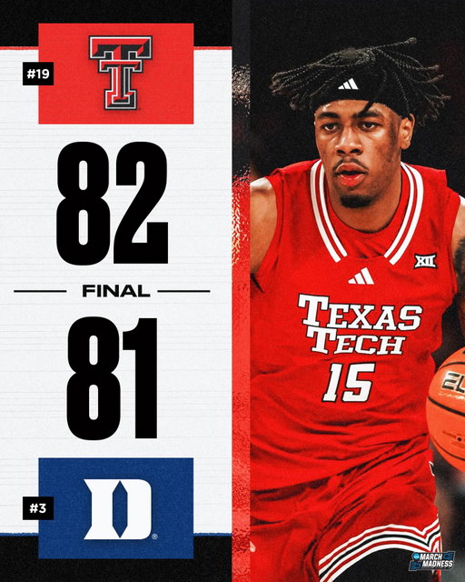 NO. 19 TEXAS TECH UPSETS NO. 3 DUKE 😱

The Red Raiders come back from down 17 to hand the Blue Devils their first loss of the season 👀