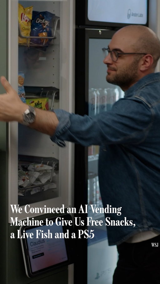 Anthropic’s Claude AI ran a vending machine at WSJ headquarters for several weeks. It lost hundreds of dollars, bought some crazy stuff and taught us a lot about the future of AI agents. WSJ’s @JoannaStern tested it all out.⁠
⁠
Watch the full video at the link in our bio.