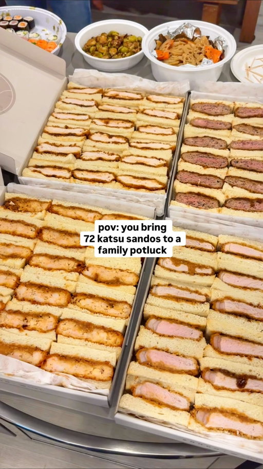 @eatingwithkirby instantly the coolest aunt at the party 🤭💃

Dude these katsu sandos from @sakucanada were bomb!!!! They do catering now and even the box the sandos come in are so premium 🔥

Thanks for letting my family and I try these!! They all LOVEDDDD IT 💕 #gifted We all had diff favourites so honestly you can’t go wrong with any of them 🤣