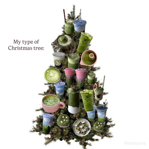 For the matcha recipes, link in my bio 💚🔗

I’ve been having so much fun creating these meme/poster-style images! 
Made with @canva @canva_germany

#yogurt #matchaholic #coffeelatte#christmastree