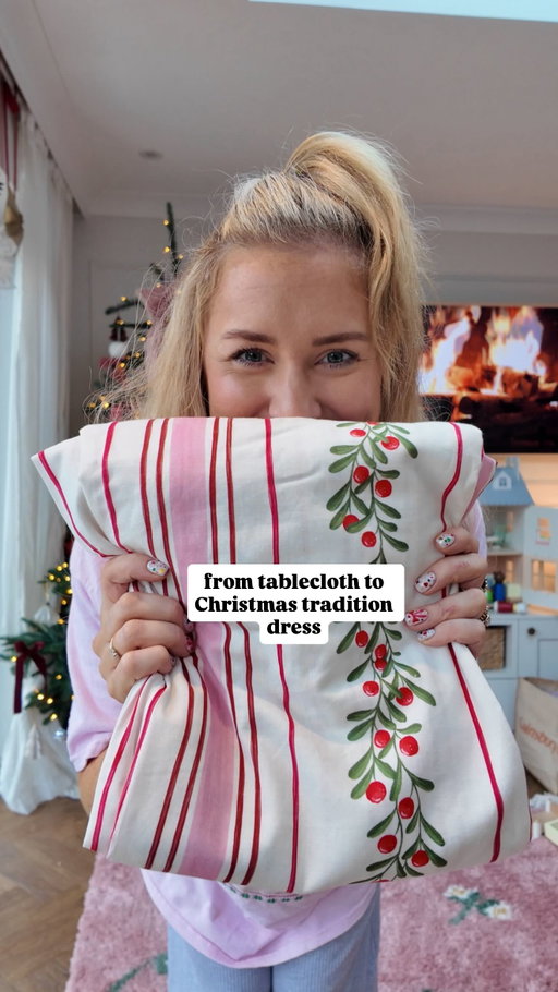 silly little vid but I was vvv excited about trying it on 😂 cannot believe how beautifully Mandie @loftyfrocks transformed this tablecloth into the most perfect Christmas tradition dress. I’ve always dreamt (as in for the entire month since I had the idea) of a dress that I could wear every year and that would become part of my girl’s’ childhood memories and one day be theirs. And when I saw this tablecloth I knew it was the ONE. Then LOOK what Mandie did - how bloody clever is she 🥺😍 she made it into my absolute dream dress and I’m so excited to wear it!!

Also small biz shoutout as I’ve bought quite a lot from @loftyfrocks now but I know how much time (7 hours!!) goes into making these pieces so if you’re ever after a handmade dress either in one of her beautiful fabrics or your fave tablecloth or old duvet cover, Mandie is such a wonderful and talented woman to support 🩷