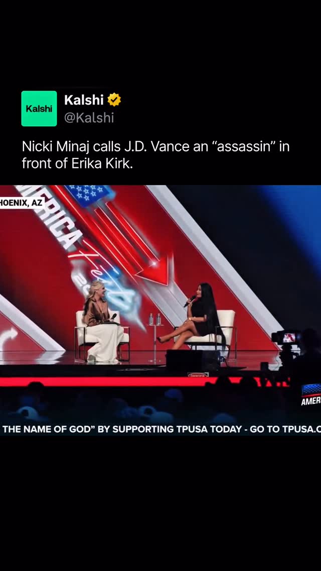 During an onstage appearance with Erika Kirk at a TPUSA event, Nicki Minaj slipped up and accidentally called Vice President J.D. Vance an “assassin” while speaking to the crowd. 

She appeared to immediately realize the mistake, prompting widespread reactions online.