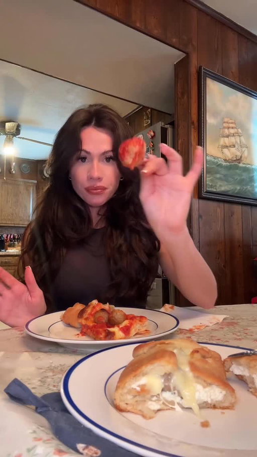 Homemade pizza and calzone with Nonna using @rosinafoodproducts frozen Italian Style Meatballs🍕❤️
Handmade dough,  delicious meatballs, and generations of love baked into every bite. This is what home tastes like.

#tellmeyoureitalian #rosinameatballs #nonnaapproved 
#laitalianprincess #italian #italianamerican #nonna #explore