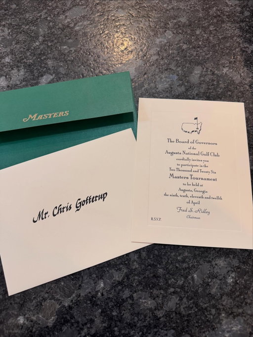 Waited a lifetime to open this piece of mail. I can’t wait to make my @themasters debut in 2026. 💪💪