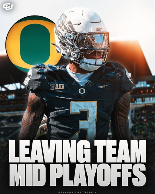 Oregon CB Sione Laulea has left the team to enter the portal 🤯

The 6’4 195lb CB, had 10 Tackles, 5 PD, & 1 INT in his time with Oregon and was the No. 1 JUCO CB in 2024. The Ducks face Texas Tech in a few days and are in the middle of a CFB Playoff run. 

He was a rotational piece for the Ducks’ defense. Wild time.