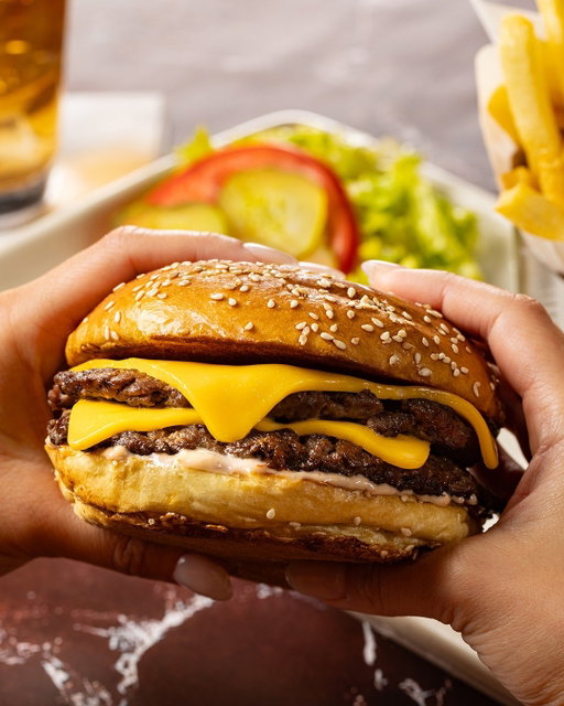 Dive into our Double Smashed Cheeseburger. 🍔
