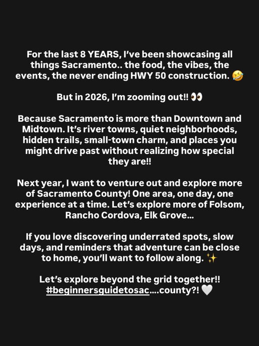Of course I’m already planning for 2026 because I am CRAZZZZAAYYYYY! Who wants to explore? Also send recommendations! 🤣 #beginnersguidetosacCOUNTY