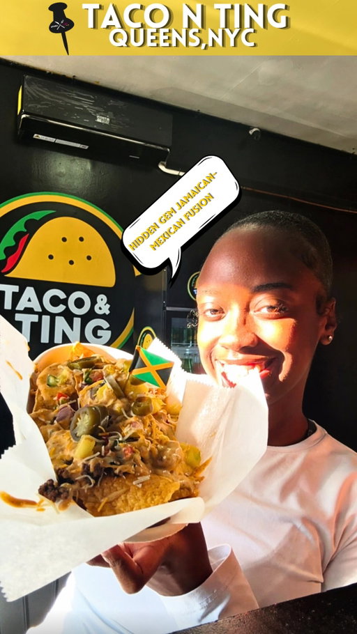 Must Try Jamaican Mexican Fusion Restaurant in Queens 🇯🇲

@tacoandting is a new Jamaican-Mexican fusion restaurant in Queens serving up some bold fire fusion! It’s the best of both worlds! They have so much delicious items from Jerk Chicken Tacos, Oxtail Bowls, Jerk Nachos plus Vegan Options! 

Overall this restaurant gets a SR Rating: A! The food was absolutely flavorful! All the components combined from the pineapple-mango pico de gallo, festival, fresh cilantro, sautéed bell peppers & plantain strips just makes the dish burst with so much flavor! They have lots of drinks offered from fresh press juices and rum punch that be punching 🔥

They offer lots of specials like $8 lunch deals, $10 taco Tuesday, $30 fish Fridays and they do lots to give back to the community always! The service is 10/10 plus the whole restaurant is a vibe.

Want to find out more? Check this out. 
✨$8 Lunch Special (Mon-Fri: 11:30am-4:30pm)
🌮$10 Taco Tuesday (Jerk or Beef Tacos)
🍤$30 Fish Fry Friday (Crab Legs, Pepper Shrimp, Steam Fish, Esco, Shrimp)
📍228-07 Linden Blvd, Queens, NY 

Definitely add this restaurant to your must try list and follow @stormrates for more restaurant recommendations in NYC 🗽📍

.
.
.
.
#nycrestaurant #jamaicanfood876 #tryitordiet #queenseats #foodreview Jamaican Restaurant, Mexican Fusion, New Restaurant, Queens Restaurants, Foodie, Explore NYC, NYC Eats, Must Try Restaurants, Hidden Gems, New York Food, Places To Eat In NYC, Food In Queens, Tacos, Burrito, Nachos, Bowls