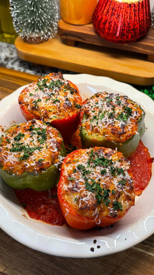 these Holiday Edition Italian Stuffed Peppers are comforting, delicious and full of flavor thanks to the @mamamancinis Jumbo Beef Meatballs! I was gifted this recipe from @sotoms and it’s now a family favorite in our house❤️

follow the recipe below to make them this holiday season too!

 Ingredients (Serves 4):
- 4 large bell peppers (preferably 2 red + 2 green for a holiday look)
- 1 package Mama Mancini’s Original Recipe Meatballs in Italian Sauce
- 1 cup cooked rice
- 1 cup shredded mozzarella cheese
- ¼ cup grated parmesan cheese
- 1 small onion, finely diced (optional)
- 2 cloves garlic, minced
- 1 tablespoon olive oil
- 1 teaspoon Italian seasoning
- Salt and pepper to taste
- Fresh basil or parsley for garnish

Instructions:
1. Preheat the oven to 375°F (190°C). Slice the tops off the bell peppers, remove the seeds and membranes, drizzle lightly with olive oil, and season with a pinch of salt. Place the peppers in a baking dish and bake for 10 minutes to soften slightly.
2. Heat olive oil in a pan over medium heat. Add the diced onion and garlic; sauté until softened and fragrant.
3. Chop the Mama Mancini’s meatballs into small pieces and add them to the pan along with a few spoonfuls of their tomato sauce. Stir in the cooked rice, mozzarella (reserving a small handful for topping), parmesan, Italian seasoning, salt, and pepper. Mix until fully combined.
4. Fill each pre-baked pepper generously with the meatball-rice mixture. Top with the reserved mozzarella. Pour the remaining Mama Mancini’s Italian sauce around the peppers in the baking dish for additional flavor and moisture.
5. Bake uncovered for 25–30 minutes, or until the peppers are tender and the cheese on top is melted and lightly golden.
6. Remove from the oven and garnish with fresh basil or parsley before serving.

#MamaMancinisPartner #holidayrecipe #stuffedpeppers