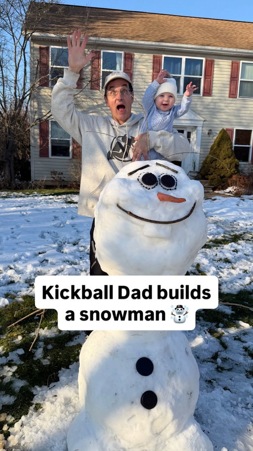 Merry Christmas Eve from Kickball Dad, Kickball Baby and our Olaf snowman ☃️ #dad #grandpa #family #holidays