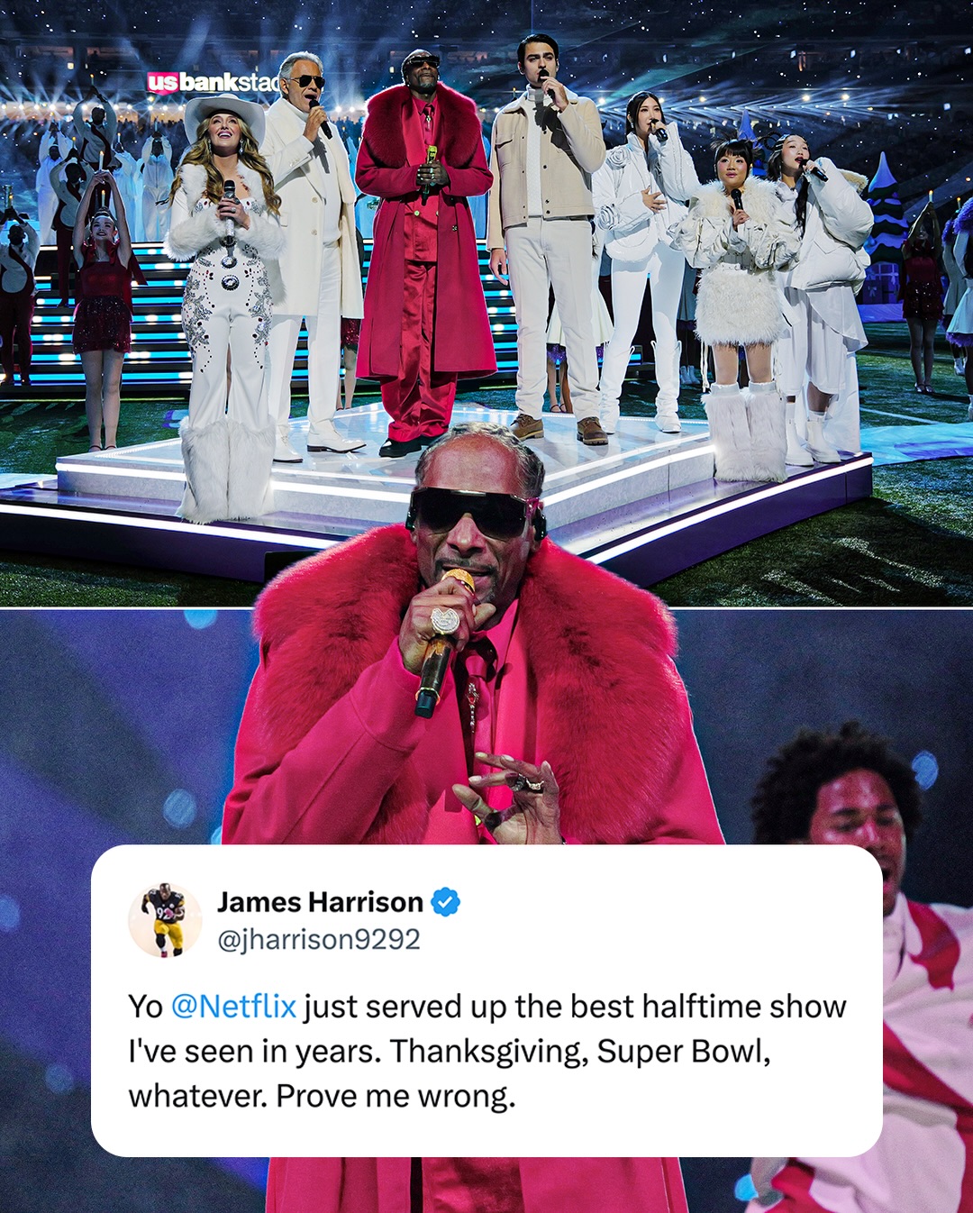 Two time Super Bowl winner James Harrison after Snoop Dogg’s Holiday Halftime Party 👏🔥 #NFLonNetflix