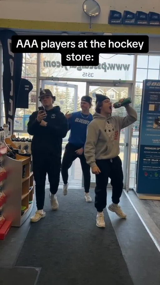 AAA hockey players at the hockey store 😂 

#hockey #hockeyplayers #funny
