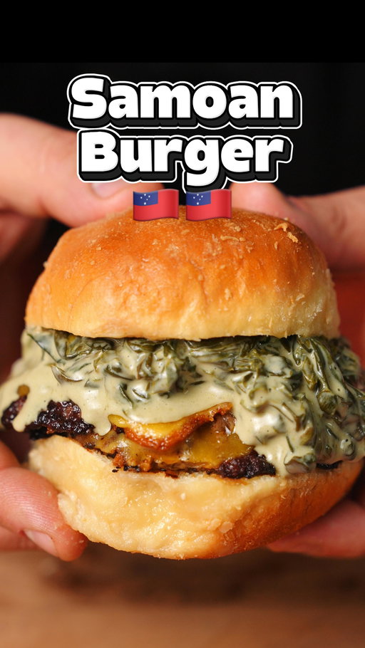 Samoan Smashburger 🇼🇸 ⬇️

I love sharing and educating others on Polynesian flavors, especially people on the mainland with Samoan dishes. So when @alfskitchen_ and @jortskitchen came to Montana, I wanted to share 2 of my favorite dishes: Palusami & Pani Popo. Because Alf’s Kitchen is a smashburger maestro, we came up with the plan to make the Pani Popo as our burger bun. The idea absolutely paid off because what we got was the fluffiest and most perfect bun with the coconut sauce in each bite. 

Shout out to @boothcreekwagyu for the wagyu ground beef. It just melted in our mouth and pulled our burger together!

Grill: @solostove 

Instructions:
1. Dice your luau leaves and add 1 can of coconut cream, 1/2 can of coconut milk and pinch of salt and bring to a boil until leaves are cooked through
2. My Pani Popo recipe is on my page, we just made the dough balls double the size then normal to turn it into a burger bun
3. Make 4oz balls
4. Preheat your griddle to the highest temperature; at least 450 degrees
5. When your griddle is ready, place your patties and smash, add your @mccormickspice seasoning and onions
6. In 90 seconds flip and add cheese
7. Close lid to steam and melt cheese
8. Cut your Pani Popo bun in half
9. Add your double double patties, your palusami then top of bun
10. Enjoy!

Please tag your Polynesian friends to see if they would smash on this burger!

Is this an automatic smash despite chances of gout??

 #palusami #smashburger #samoanfood #samoa #hawaiistagram