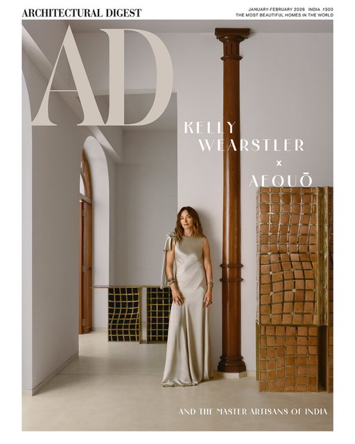 Presenting AD’s January–February 2026 cover story.

Kelly Wearstler (@kellywearstler) is in a state of flow. In the white cube gallery of collectible design called æquō (@__aequo__) in Mumbai, or in the sun-dappled carpentry workshop of master craftsman Jeevaram Suthar in Alibag, Wearstler, in her cool
inimitable way, pursues the possibilities of artisanal wealth that designers have access to in this country. Based in Los Angeles, California, and an icon of design, particularly in the United States, Wearstler’s first foray into India is the result of a three-way collaboration between æquō; artisans specialising in carpentry, enamel work and metal casting; and her eponymous design practice. The result, titled Lahar, meaning “wave” in Hindi, is a 12-piece collection that includes a console table, a bar cabinet, a low centre table; smaller objects like trays, vases, wall sconces; and a limited-edition set of three burnt teakwood seats.

Both collections were created in partnership with workshops across Mumbai and Alibag that form part of æquō’s rare and entirely unique roster of craftspeople and ateliers across the country—the result of a herculean task of trying to organise one of the largest unorganised sectors in India. With a genuine reverence for craftsmanship, Wearstler repeatedly, and rightly, refers to this as a three-way collaboration—between her studio, the gallery and the artisans, in dialogue—each bringing their own perspective. “The talent and skill these artists have is incredible,” she says. “Even the first samples were unbelievable.” “We refined details, of course, but the execution was exceptional from the very beginning.”

The January–February issue is on stands tomorrow.

Head of Editorial: Komal Sharma (@komalinga)
Photographer: Bikramjit Bose (@thebadlydrawnboy)
Writer: Nuriyah Johar (@nuriyahjohar)
Visuals Editor: Harshita Nayyar (@harshitanayyar_)
Fashion Styling: Priyanka Kapadia (@priyankarkapadia)
Makeup: Kritika Gill (@kritikagill)
Hairstylist: Umang Thapa (@umang.artist)

Wearstler is wearing Maison Margiela (@maisonmargiela), bangles by Amrapali (@amrapalijewels), and rings and cuff by The Gem Palace (@thegempalace).