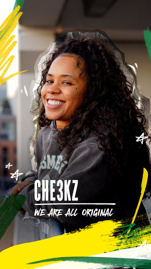 Meet @officialche3kz, the Manchester creative blending music, content creation and youth work.

Unapologetically herself at every turn, colouring outside the lines and bursting with energy and positivity, she’s gone from attending youth centres to shaping them. She’s redefining what youth work looks like, bringing the next generation together to move, create and connect.

Now centre stage - literally - she’s not only surrounded by icons, but she’s forging the path for other originals, proving that hard work meets possibility when you back yourself.

#Smiley #WeAreAllOriginal