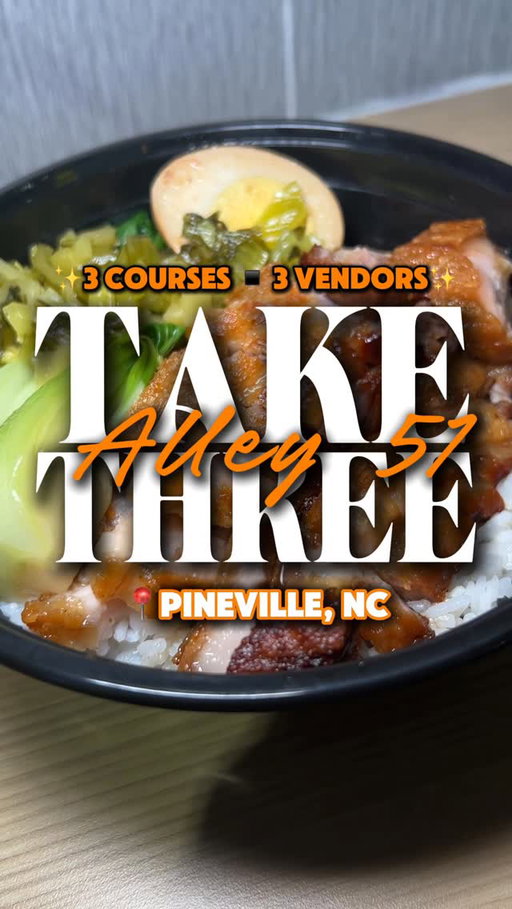 TAKE THREE (PART II) : ALLEY 51 –  I stopped by Alley 51 last week for lunch to check out a pop-up vendor, Ahaan Lao, and decided to TAKE THREE. Follow this trail on your first or next visit to this Asian food hall. 
 
🗣️ALLEY 51
📍10500 Centrum Pkwy, Pineville, NC
 
▪️Recommended
✨Highly Recommended
💜Miss Black Foodie Fave
 
🥢SAIGON CAFÉ – serves authentic Vietnamese cuisine 
💜Pork Bao Buns (3 count - $10) – steamed buns filled with savory pork and topped with sliced veggies 
💜Summer Rolls (2 count - $6) - fresh rice paper rolls filled with herbs, veggies, and shrimp
 
🥢MOCHINUT – a bakery that serves Mochi donuts, Korean corn dogs, drinks and more
✨Half & Half with Sugar Coating ($6.25)- Korean Corn Dog coated in rice flour batter that is 1/2 dog and 1/2 mozzarella cheese. Once deep fried, it is then coated in sugar.
 
🥢AHAAN LAO – a pop up vendor at Itaewon serving Lao street food.
✨Pork Belly Laab ($16.95) – crispy pork belly sliced with loads of herbs, rice powder, red chili peppers, and lime juice served with lettuce, cucumber, cilantro and mints
✨Jasmine Rice ($3)
 
🥢GREAT WALL CHINESE KITCHEN
💜Crispy Roast Pork Rice Plate ($14.95)
 
🥢HONEYCOW
▪️Biscoff Crumble Croffle ($3.75)- Signature croffle with Honeycow original whip, caramel drizzle, Biscoff crumble
▪️Nutella Croffle ($3.75)- Signature Croffle topped with Honeycow vanilla whip cream, Nutella drizzle and chocolate powder
 
MBF Note: Although my croffles were room temp and hard, the toppings were mere perfection, which is why I still recommend these items. Although menu items should be consistent throughout the day, there’s a chance when you visit that you may not have this experience. 
 
🥢HONEY BUN CAFÉ 
💜Peach Lime Punch Tea ($7.50, with boba pearls +$0.75)