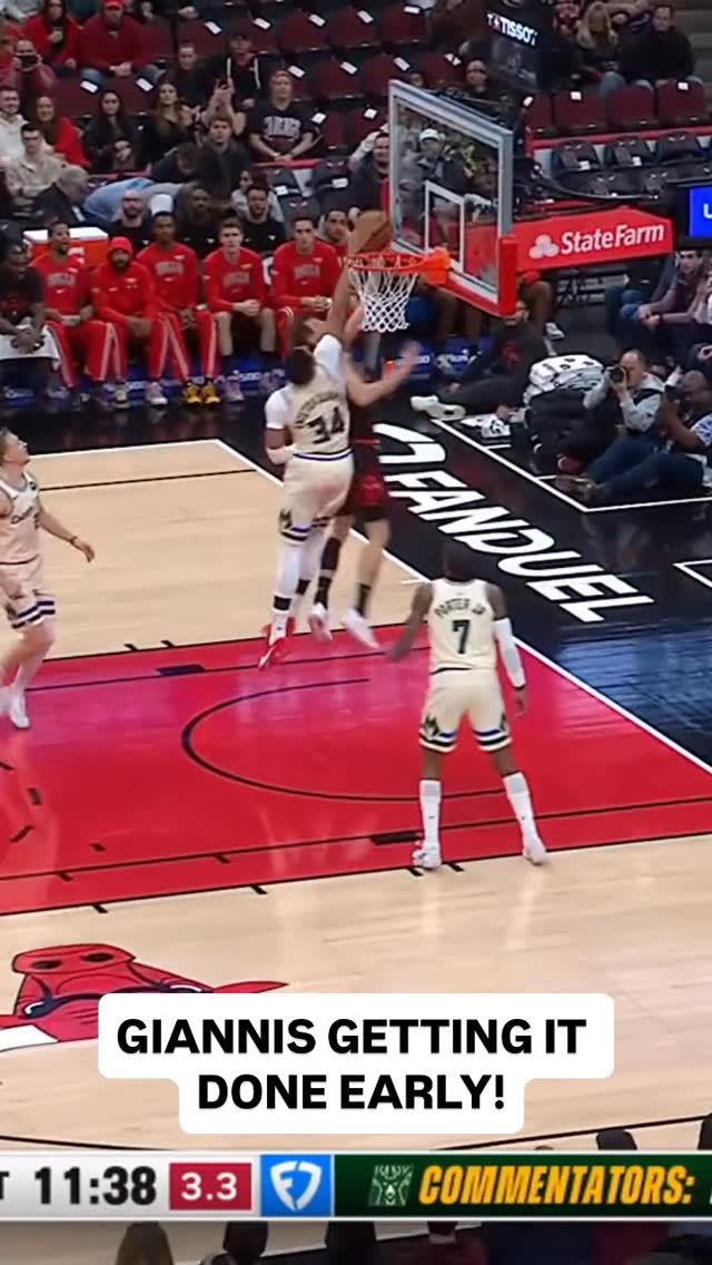 @giannis_an34 making his presence felt early, getting the block right after the opening tip 💪 MIL/CHI • NBA League Pass • <link in bio>