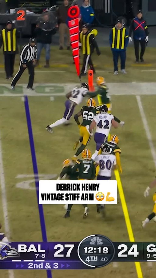 had that stiff arm loaded up 😤

BALvsGB on @peacock
Also streaming on #NFLPlus