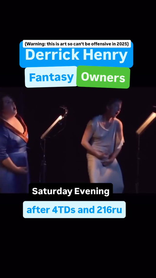 Derrick Henry fantasy managers gathered after Saturday Nights 4TD, 216-yard game. Were you there??? 
.
Sound off below 👇 if you made it!
.
#derrickhenry #fantasyfootball 
.
Warning: this is is art in 2025 and 2026 so can’t be offensive. #satire