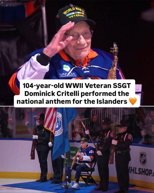 What a special moment for the 104-year-old WWII Veteran SSGT Dominick Critelli 🥹🎷

(via @nyislanders)