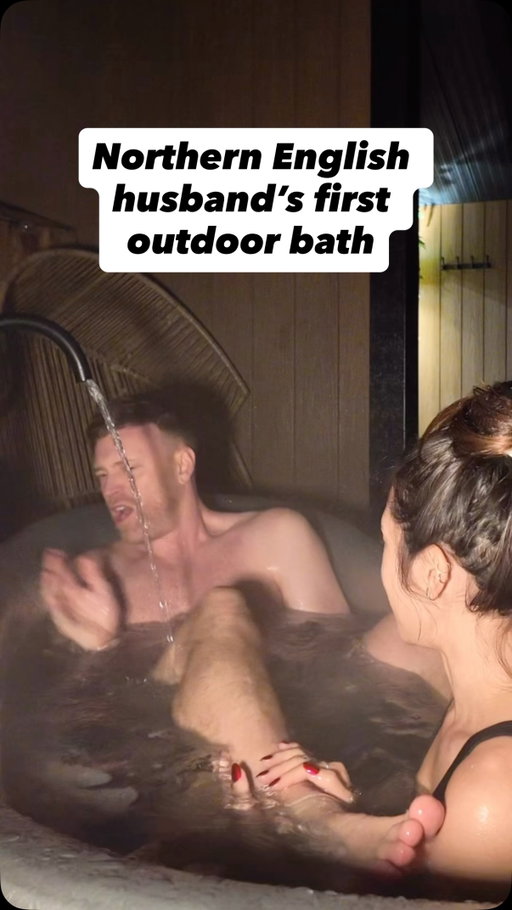 He said he never thought he’d be outside in a bath…. In England…. IN DECEMBER!! 

This is about as romantic as we get as a couple 😂

#tayandalex #thecabinsatrivington #couplecomedy #northernenglishman