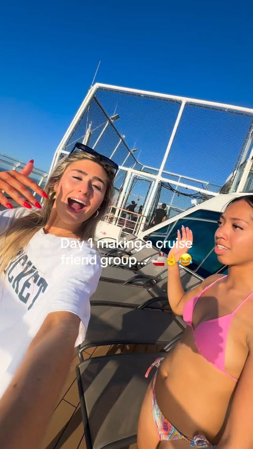 AYEEEE! Here’s your reminder that making friends doesn’t need to be scary!!! It’s fun! We’re all just people🥰🤞💕✨ #newfriends #motivation #cruise #goodvibes  #meganmillion (ALSO I COULDN’T FIND SAMMY)🥲