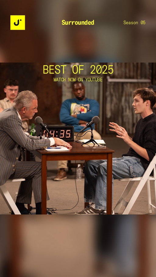 @surroundedshow in 2025 was full of major moments! Here’s one of your favorites: @parkergetajob vs @jordan.b.peterson 
What are some of your other favorite moments? #surrounded #debate #politics