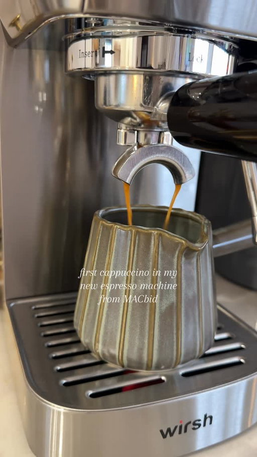 Paid $40 for this espresso machine and couldn’t be happier. Thanks @mac.bid.official ilysm🤭✨👏🏽🫶🏽☕️💕 #macbid #espresso #coffee #kitchen #momlife
