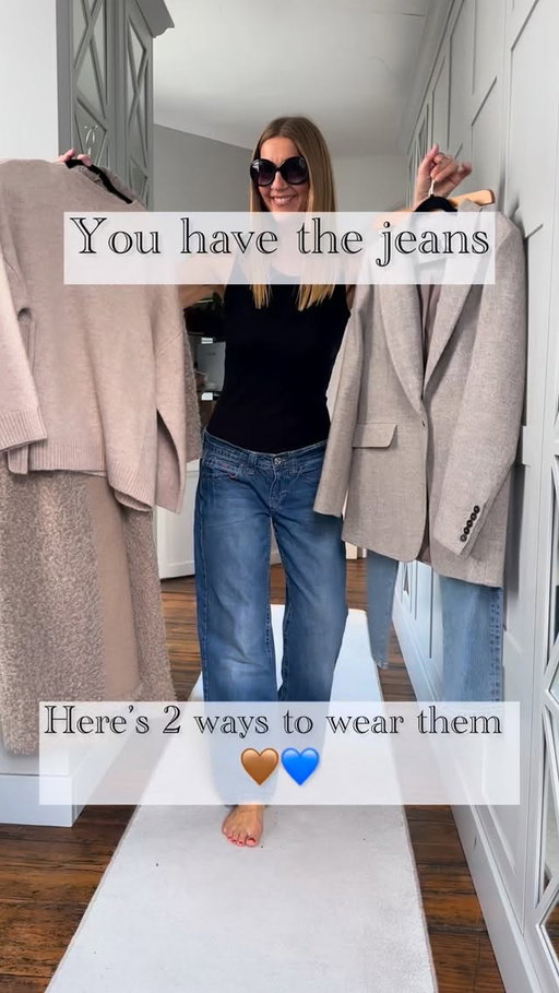 Simple, cosy styling for a pair jeans! 💙🤎💙 Comment SHOP below to receive a DM with the link to this post on my LTK ⬇ https://liketk.it/5GuxK