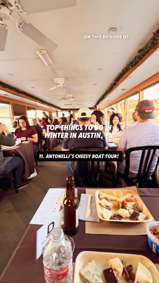 Would you go on a cheesy boat tour? @antonellischeese does these cheese boat tours once a month and the weather right now is perfect for it! They validate parking for 20 bucks. The ticket itself is 110 dollars and comes with heavy pours of wine and non alcoholic options and your cheese tasting board! 

I found this activity on the @empoapp ! #empopartner #austinfoodadventures #atxfoodtime