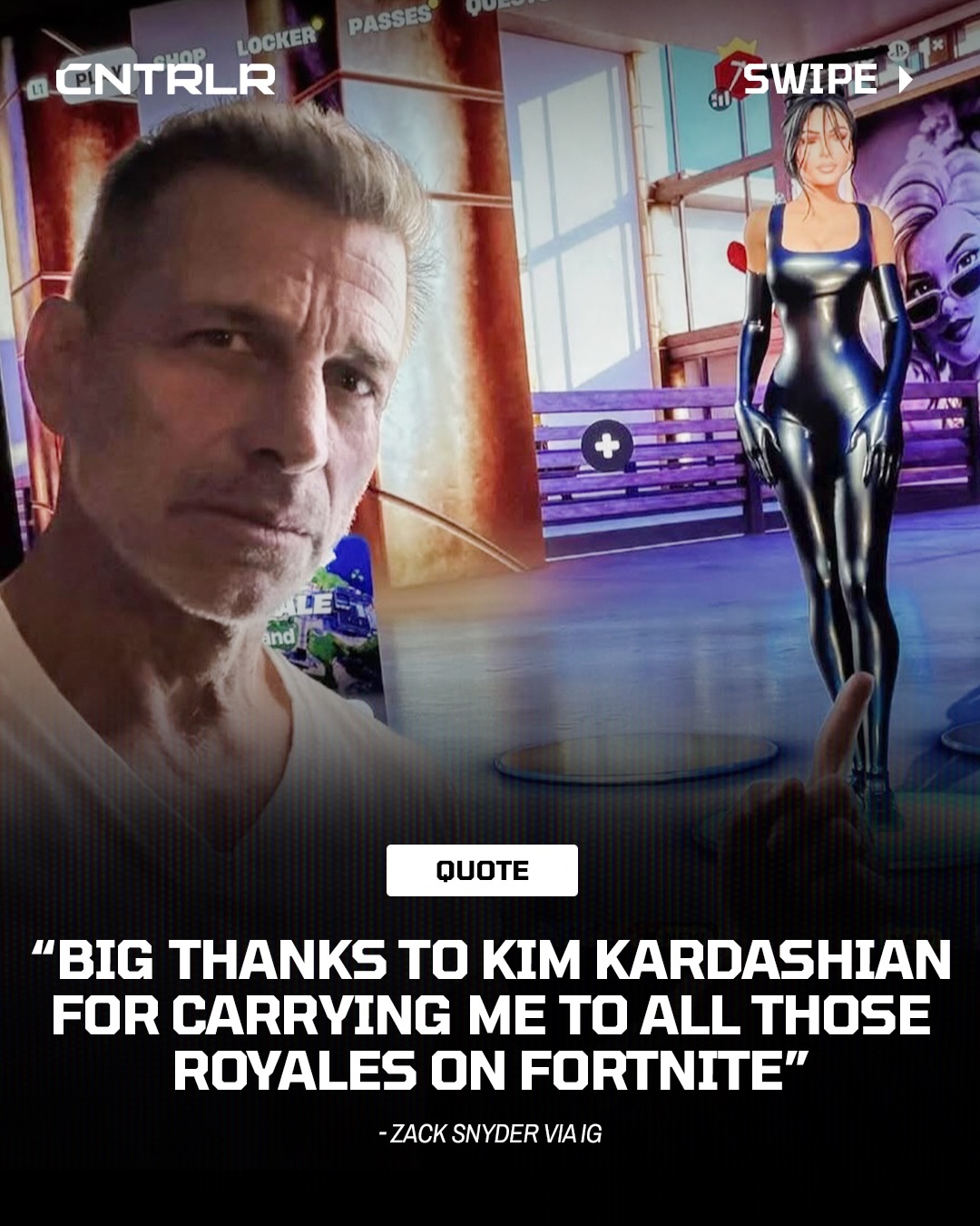 Zack Snyder (director of Batman v Superman, Zack Snyder’s Justice League, Man of Steel and more) revealed that he has been getting wins in Fortnite with the Kim Kardashian skin‼️🏆

Do y’all use the Kim K skin⁉️