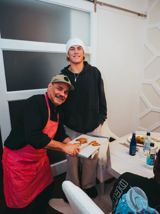 Grateful for great food after long day at practice. Thanks to @airbnb for the chef service!
