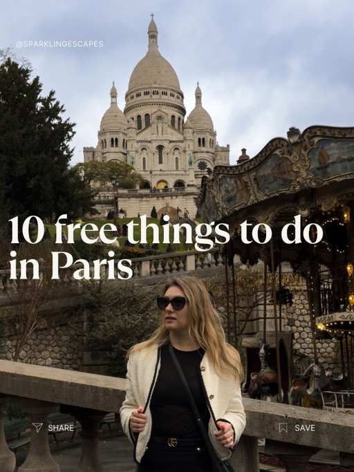 Paris doesn’t have to be expensive to feel special.
These are places you can simply walk into while exploring the city, no tickets, no complicated planning.

What’s in this list:

⚜️Bibliothèque Richelieu
⚜️Printemps Haussmann Rooftop
⚜️Musée Carnavalet
⚜️Notre-Dame Cathedral
⚜️Archives Nationales
⚜️Sacré-Cœur Basilica
⚜️Petit Palais (permanent collection)
⚜️Passage des Panoramas
⚜️Passage Jouffroy
⚜️Galerie des Variétés

Good to know before you go:
ℹ️Sacré-Cœur Basilica is free to enter and the line can be long. Only the dome is paid.
ℹ️Notre-Dame Cathedral is free to enter as well. You can reserve a time slot online or arrive early in the morning without a reservation.

Save this for your Paris trip and share it with someone who loves Paris without overplanning.

Please don’t repost without permission.
© Content owned by @sparklingescapes