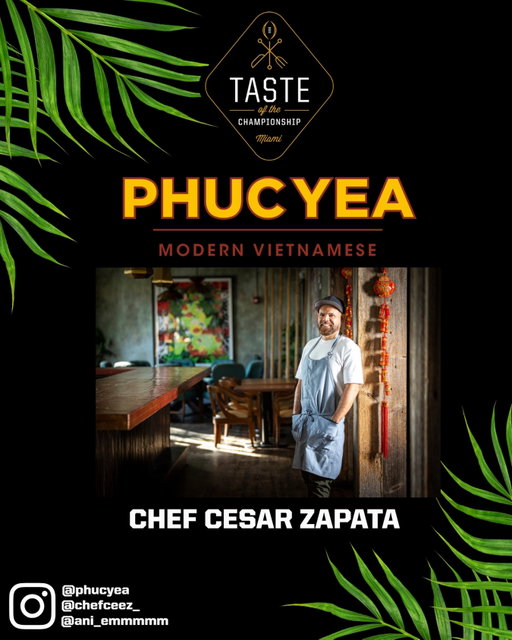 🍽️ CHEF REVEAL 🍽️

We’re excited to welcome Chef Cesar Zapata of Phuc Yea as one of the featured chefs at Taste of the Championship Miami! 🌴✨

Known for blending his Colombian roots with bold, vibrant flavor and modern technique, Chef Zapata is the creative force behind Phuc Yea, a Miami favorite where global inspiration meets soulful, innovative cuisine. What began as a beloved pop-up has grown into a celebrated dining experience in the MiMo District, earning acclaim for its shareable plates, cultural influences, and unmistakable Miami spirit.
 
Join us as top chefs come together for an unforgettable night of food, culture and championship energy 🏆🔥

📍 M2 Nightclub, Miami Beach
📅 Sunday, January 18th 2026 5-8PM
🎟️ Link in bio
#CFBPlayoff
#TasteOfTheChampionship
#TOTC2026