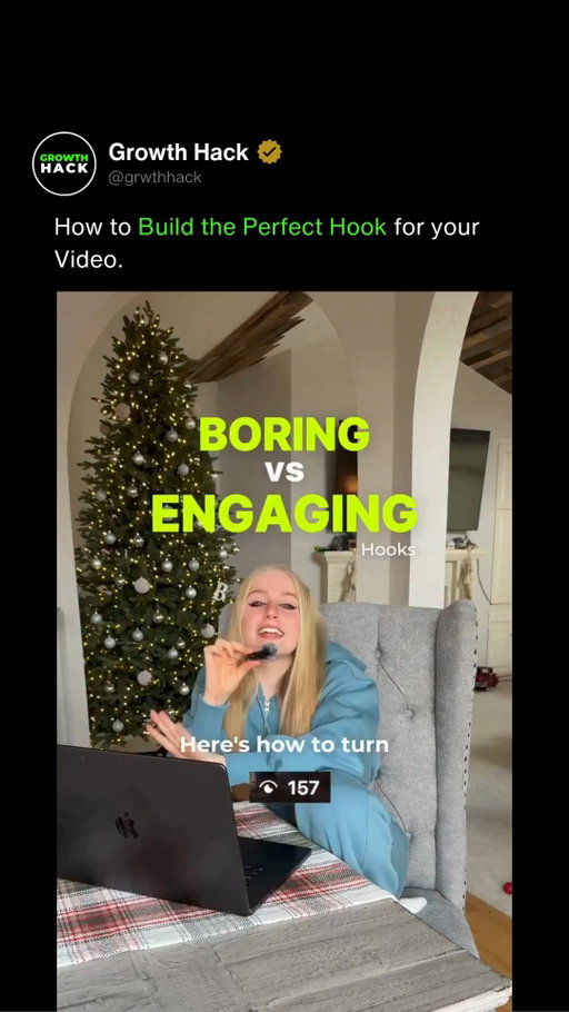 (@grwthhack) for more social media tips.

Boring vs. Engaging Hooks for your content.

(personalbrandlaunch)

#socialmediagrowth #socialmediamarketingtips