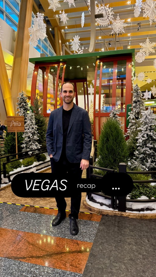 Vegas never disappoints and the perfect trip to end 2025. Still holding the number one post online for “what guys should wear in Vegas” my advice remains… a lot of black, dark colors and neutrals make packing a breeze. 

Celebrating another great anniversary 🥂and a bit of time away from the kiddos. Blackjack, Carbone, Absinth, Sphere, Sadelle’s, shops, walking, spa, gym ✅. 

A blast from the 2000’s with BSB at the Sphere… highly recommend to anyone going to Vegas regardless of if you’re a fan. 💯/💯.