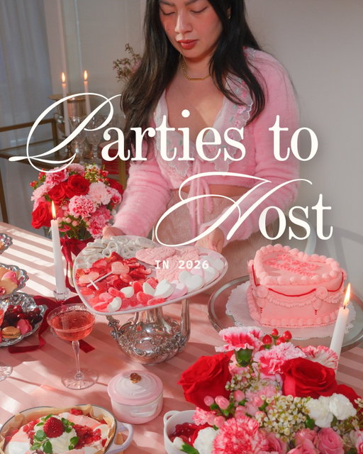 Parties to host in 2026 for every month! Here are some party ideas that I personally loved! I’m so happy to start the next chapter in my life next year. Don’t worry. I’ll continue to host but with a new buddy. 💕

Party Ideas 🎀
January - Vision Board day
Feb - Galentine’s Day or Lunar New Year
March - Paint n Sip
April - Spring Picnic
May - Farmer’s Market Dinner Party 
June - French Butter Party 
July - Matcha Apartment Cafe 
August - Lemon Dinner Party 
September - Peach Cafe
October - Coven Dinner Party 
November - Friendsgiving or a Fall Apartment Coffeeshop
December - Friendsmas or a Cookie Swap 

If you love hosting, I also have in depth hosting guides on the blog and yt.

#hosting #dinnerparty #apartmentcafe #partyideas #tablescape