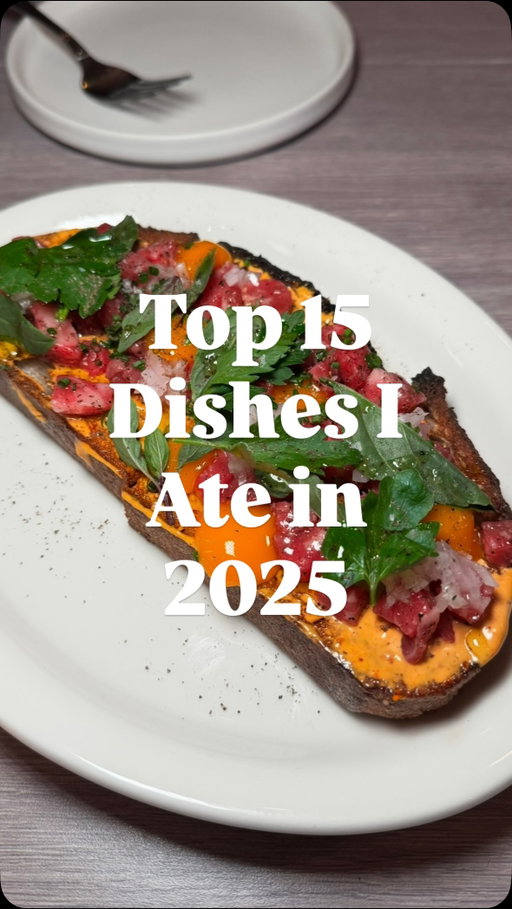 Here are the top 15 dishes I ate this year in no particular order:

1. Street Corn Loaded Potato w/ Salsa Macha | @fortoaksd 
📍 San Diego, CA

2. Turkish Eggs | @manna_leucadia 
📍Encinitas, CA

3. Shrimp, Scallop, and Pineapple Jiaozi | @24.suns 
📍Oceanside, CA

4. Sausage and Mushroom White Sauce Pizza | @possecalifornia 
📍Orange County, CA

5. Hanger Steak w/ Aleppo Salsa Macha and Miso Creamed Shishito | @we.are.darkroom 
📍 Santa Ana, CA

6. Colucci Sandwich | @mamiekitchenla 
📍 West Hollywood, CA

7. NY Strip Tartare on @61hundredbread | @edandjunes 
📍 Costa Mesa, CA

8. Pork Vermicelli Noodle Bowl | @kjbpho 
📍 Costa Mesa, CA

9. Beef Cheek | @harper_barbecue 
📍 Costa Mesa, CA

10. Torre de Mariscos | @mariscossanpedro 
📍 Chicago, IL

11. Surf & Turf Taco | @tacosloscholos_ 
📍 Orange County, CA

12. White Bolognese | @yolannashville 
📍 Nashville, TN

13. Lomo Saltado Breakfast Burrio | @pepino_sd 
📍 La Jolla, CA

14. Bison Tartare | @thelionssharesd 
📍 San Diego, CA

15. Cabeza Tacos | @decabeza_el_unico 
📍 Chula Vista, CA

Bonus: Double-Double + Caviar | @innout 

2025 was the best year I’ve had so far with the birth of my daughter. Cheers to more amazing food in 2026 and Happy New Year!

#socalfoodie #sdfoodie #ocfoodie #food #goodeats