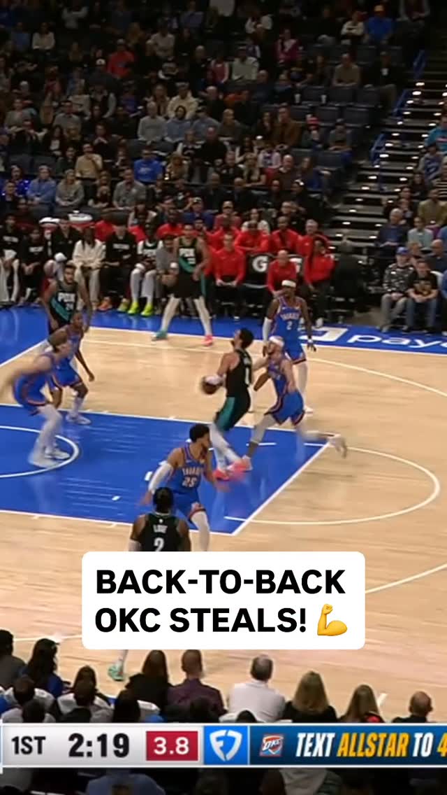 OKC heats up on defense with back-to-back steals! 👏 POR-OKC • NBA League Pass • <link in bio>