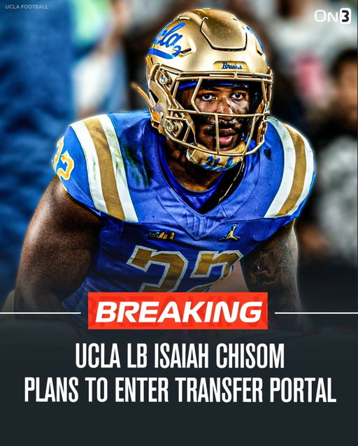 UCLA LB Isaiah Chisom plans to enter the NCAA transfer portal, Steve Wiltfong reports.

Chisom totaled 84 tackles and 2 forced fumbles this season.