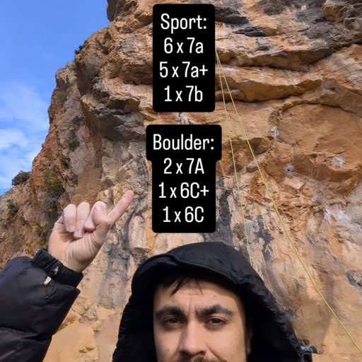 A good climbing year! 
Six 7a routes, 
five 7a+ and a 7b. Did a few boulders too. Hope y'all had a good 2025 and if you didn't, here's to a better 2026 🥂