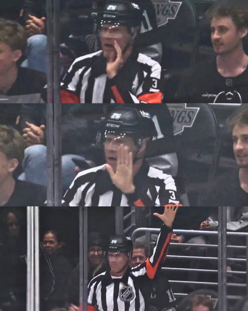 Will Ferrell showed up to the Kings game dressed as a ref and is calling penalties from the front row 😂