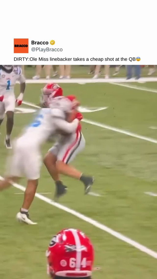 Was this a cheap shot on Gunnar Stockton? 😬

#hit #georgia #olemiss #linebacker #hitstick