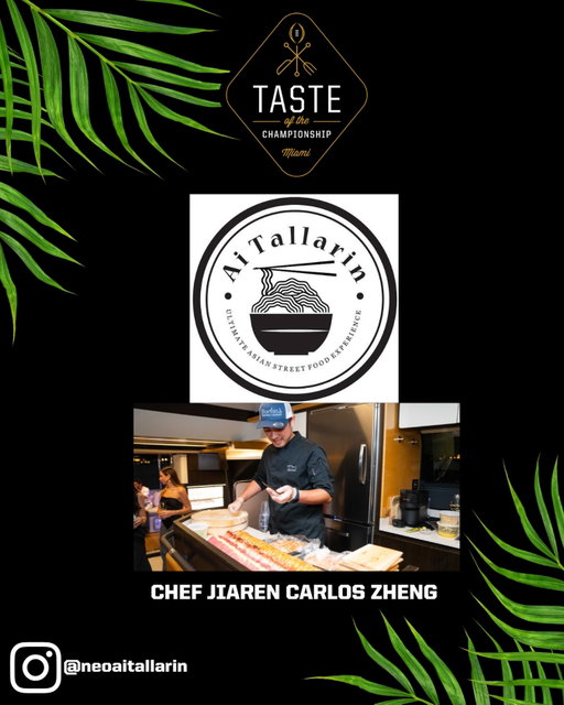 🍽️ CHEF REVEAL 🍽️
 
We’re excited to welcome Chef Jiaren Carlos Zheng of Ai Tallarin as one of the featured chefs at Taste of the Championship Miami! 🌴✨
 
At the helm of the innovative Asian-fusion concept Ai Tallarin, Chef Zheng blends Chinese tradition with Peruvian influence and Miami culture to create a bold, flavorful expression of Asian street-food elevated into unforgettable dishes. Known for freshly made noodles, Asian tapas, hibachi and more, his menu reflects a creative fusion that’s become a favorite in Miami’s vibrant dining scene.
 
Join us as top chefs come together for an unforgettable night of food, culture and championship energy 🏆🔥
 
📍 M2 Nightclub, Miami Beach
📅 Sunday, January 18th 2026 5-8PM
🎟️ Link in bio
#CFBPlayoff
#TasteOfTheChampionship
#TOTC2026