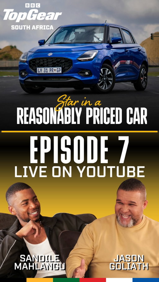 @sandilem_ straps into the TopGear Swift and delivers one of the wildest laps of the season. Wipers on full blast, exciting stories and a last-lap charge that claws back four seconds. Episode 7 of Star in a Reasonably Priced Car shakes up the leaderboard.

Watch the full episode now live on Youtube >>> link in bio
