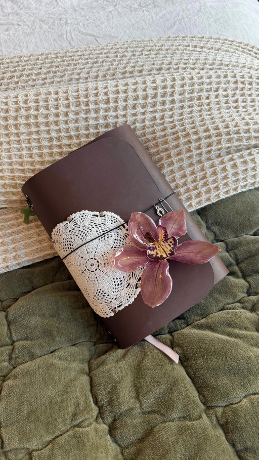 a DIY Louise Carmen journal cover / Traveler’s Company journal is the perfect new years craft 🫂📝 template I used is by the creator memakeco