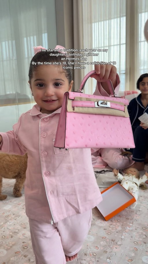 Why does this feel more meaningful than toys 🤍 #birthdaygirl #girlmom #hermes #minikelly #babygirl